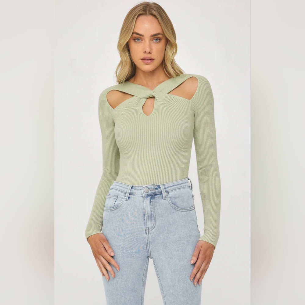 Petal and Pup Caroline Knitted Ribbed Cutout Top